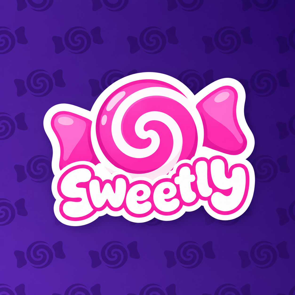 Sweetly candy-inspired pink and purple logo
